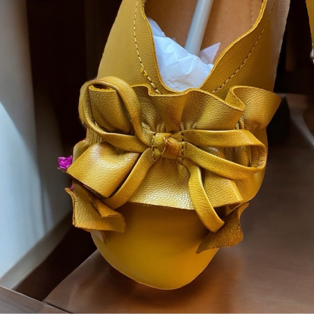 SPRING STEP L’ARTISTE LOUISA  BALLERINA FLATS YELLOW LEATHER SZ 37 EU / 6.5-7 US - Picture 2 of 13